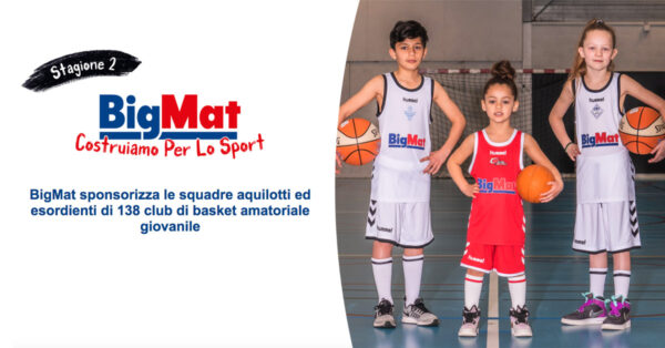 BigMat sponsorizza le squadre aquilotti ed esordienti di 138 club di basket amatoriale giovanile